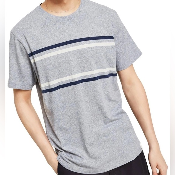 Sun + Stone Mens Gray Striped Cotton T-Shirt NWT - Picture 5 of 11